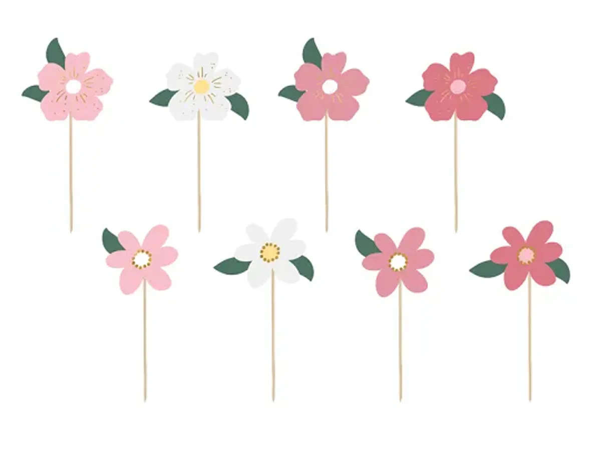 Kaketopper blomster 8stk