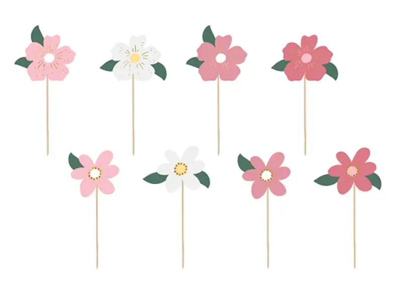 Kaketopper blomster 8stk