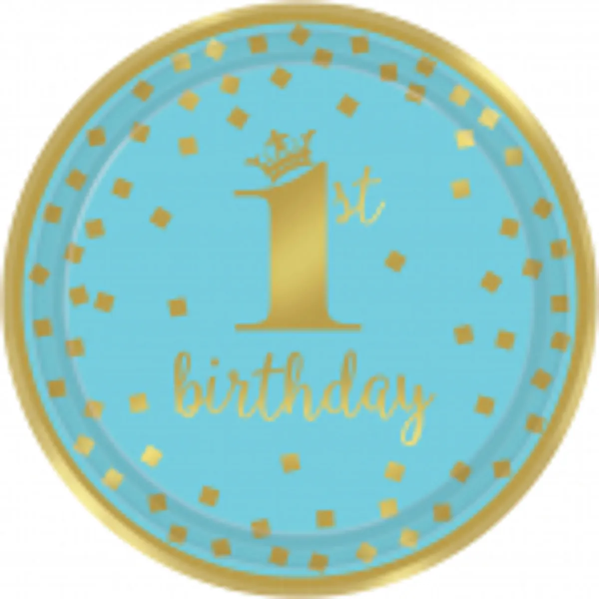 Papptallerken lys blå 1st birthday 8-pk