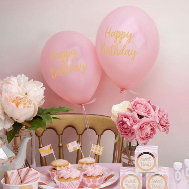 Hovedbilde Ballonger Happy Birthday Rosa 8-pk