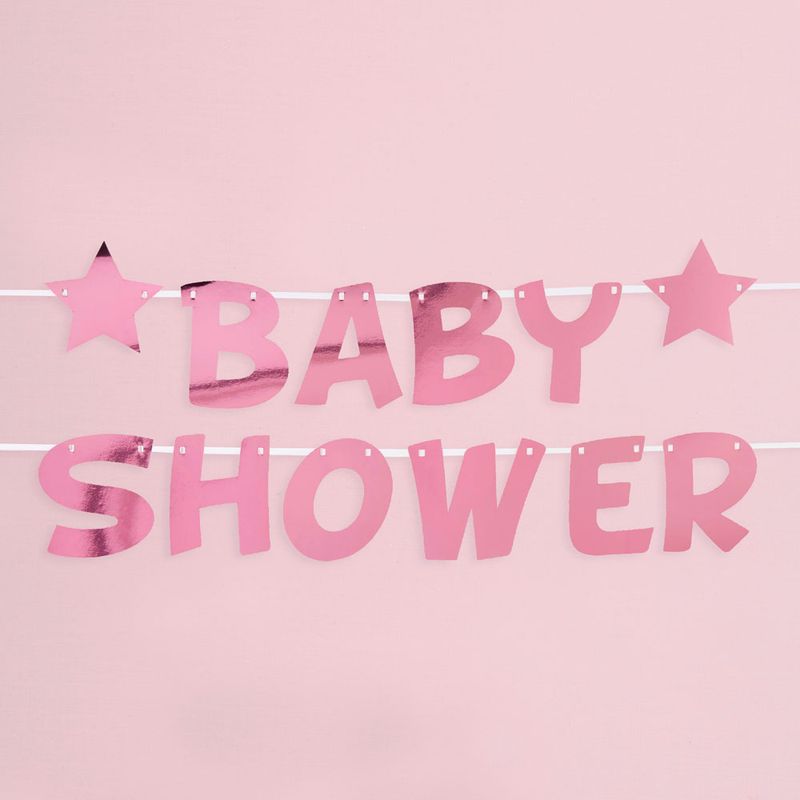 Little Star Pink Babyshower Banner 2,5m