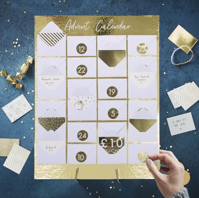 Hovedbilde Mini Adventskalender Gull Foliert