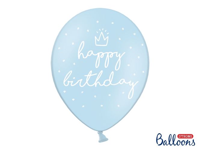 Hovedbilde Ballonger Happy Birthday Lyseblå 6-pk