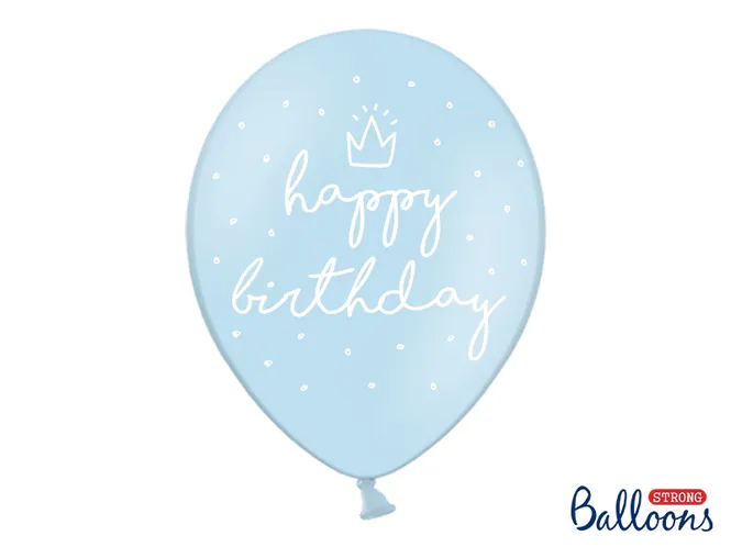 Hovedbilde Ballonger Happy Birthday Lyseblå 6-pk