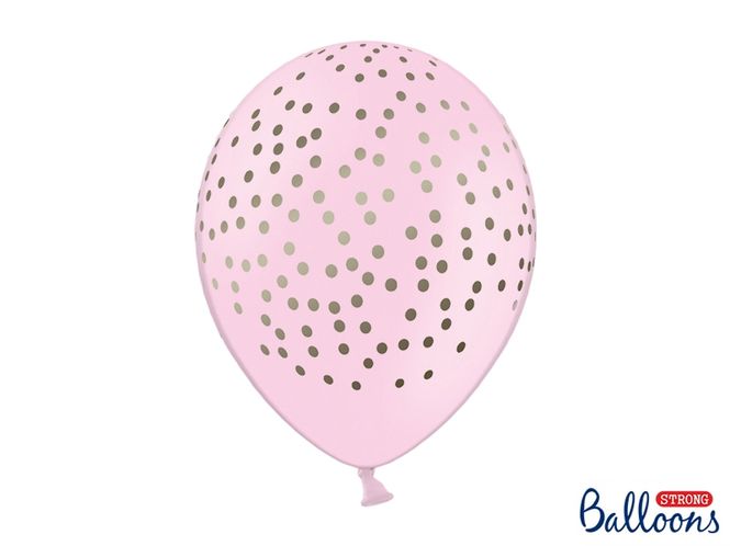 Hovedbilde Ballonger Pastell Rosa Gull Dots 6-pk