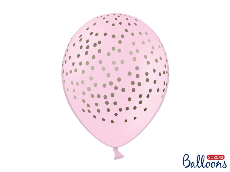 Ballonger Pastell Rosa Gull Dots 6-pk