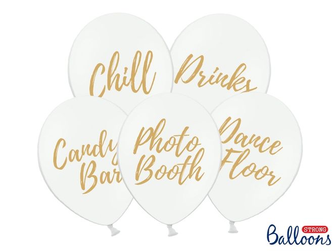 Hovedbilde Ballonger til fest med gull skrift 6pk