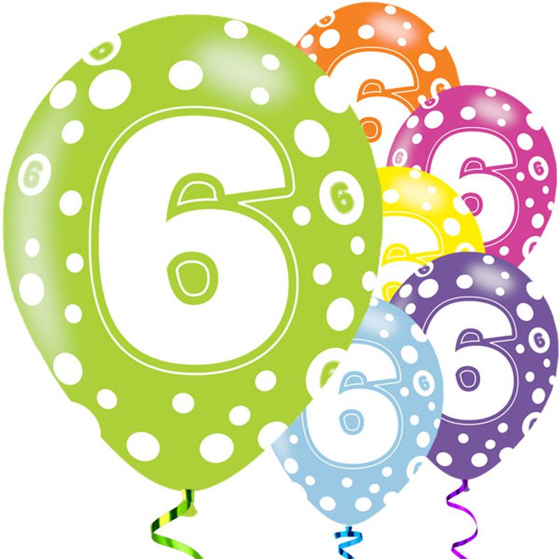 Ballonger 6 årsdag  ass. 6-pk