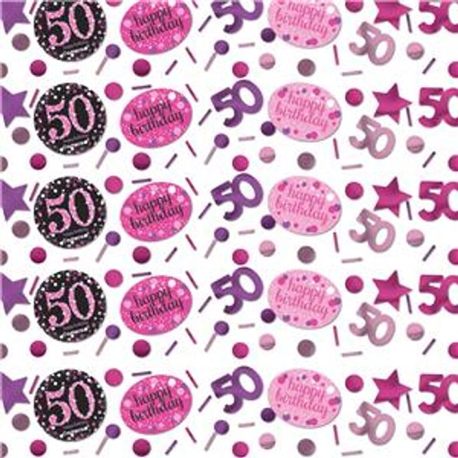 Hovedbilde Confetti 50 år Pink Sort Sølv