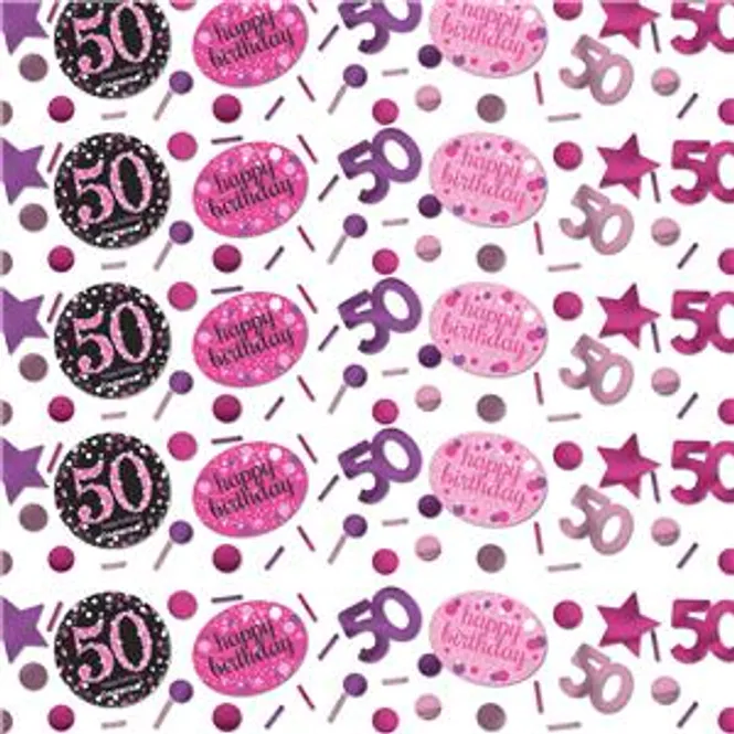 Hovedbilde Confetti 50 år Pink Sort Sølv