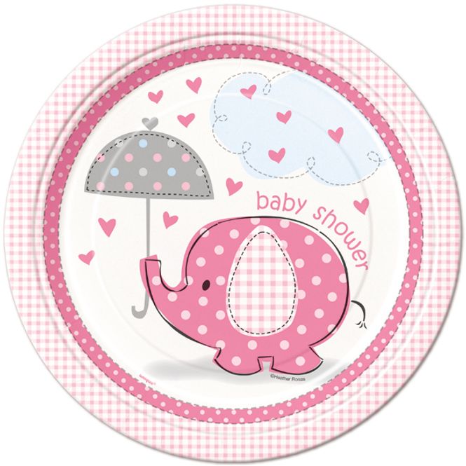 Hovedbilde Rosa Elefant Papptallerken 8-pk