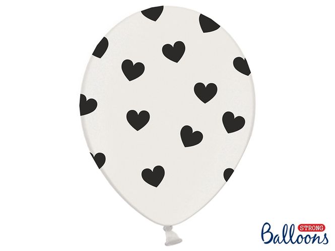 Hovedbilde Ballonger Hvit  Hjerter brun  6-pk