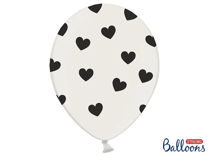 Hovedbilde Ballonger Hvit  Hjerter brun  6-pk