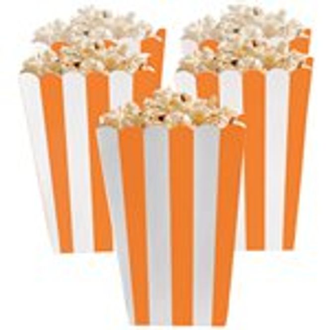 Hovedbilde Popcornbeger oransje hvit 5-pk