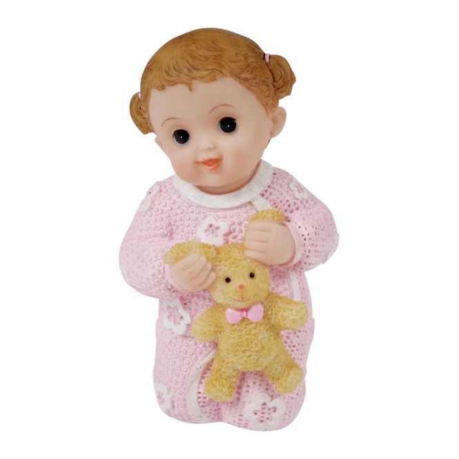 Hovedbilde Babyfigur sittende m/Bamse rosa