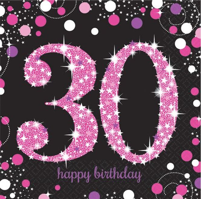 Hovedbilde Servietter 30-år Pink 16-pk