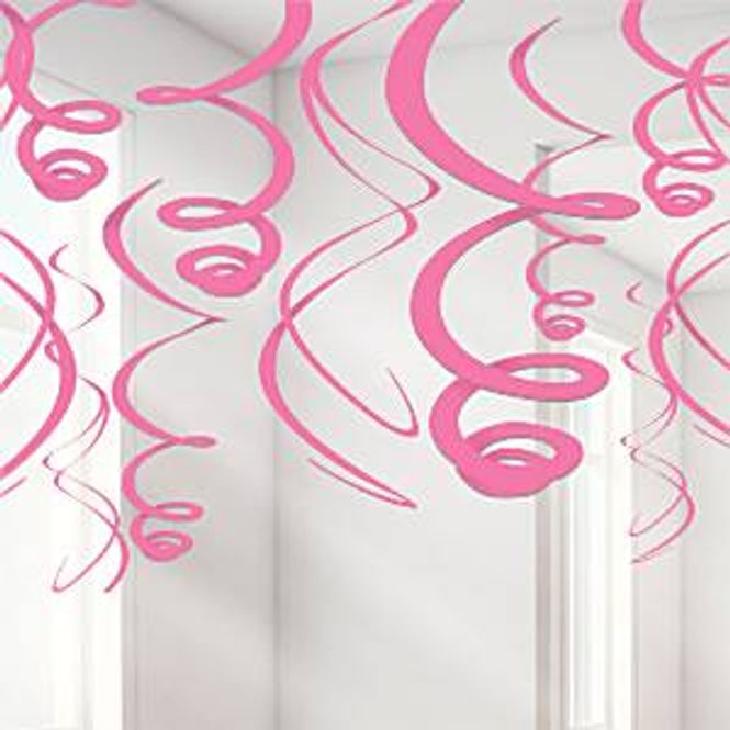 Hovedbilde Hengende Swirls Pynt Lys Rosa 12-pk