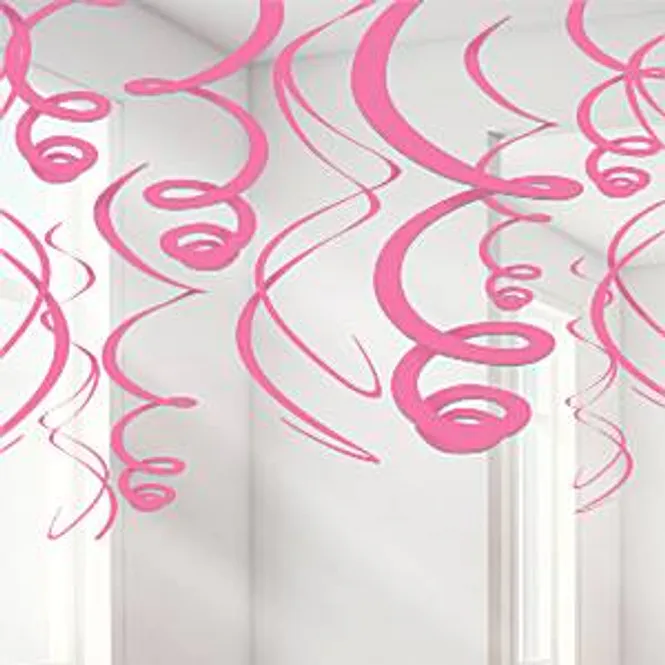 Hovedbilde Hengende Swirls Pynt Lys Rosa 12-pk
