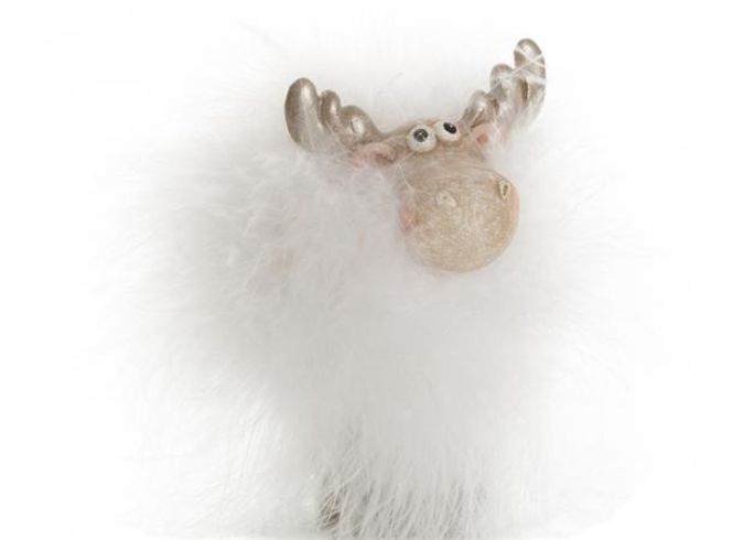 Hovedbilde Elg Funny Beige m/hvit pels 8x10cm