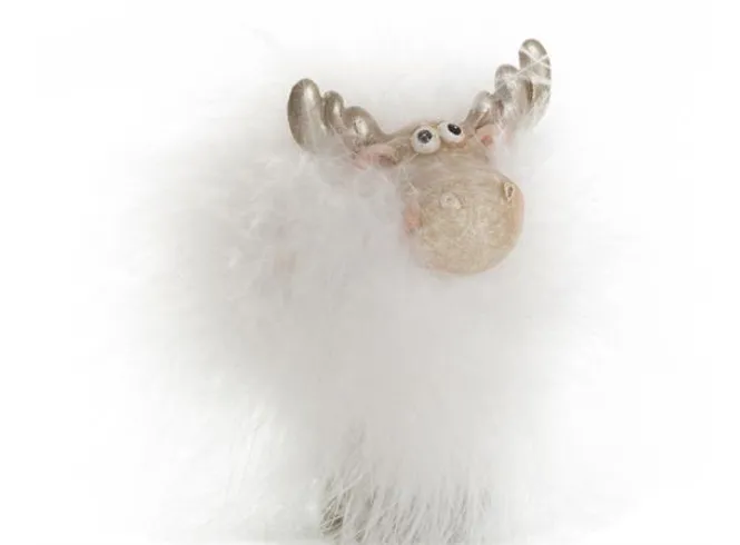 Hovedbilde Elg Funny Beige m/hvit pels 8x10cm