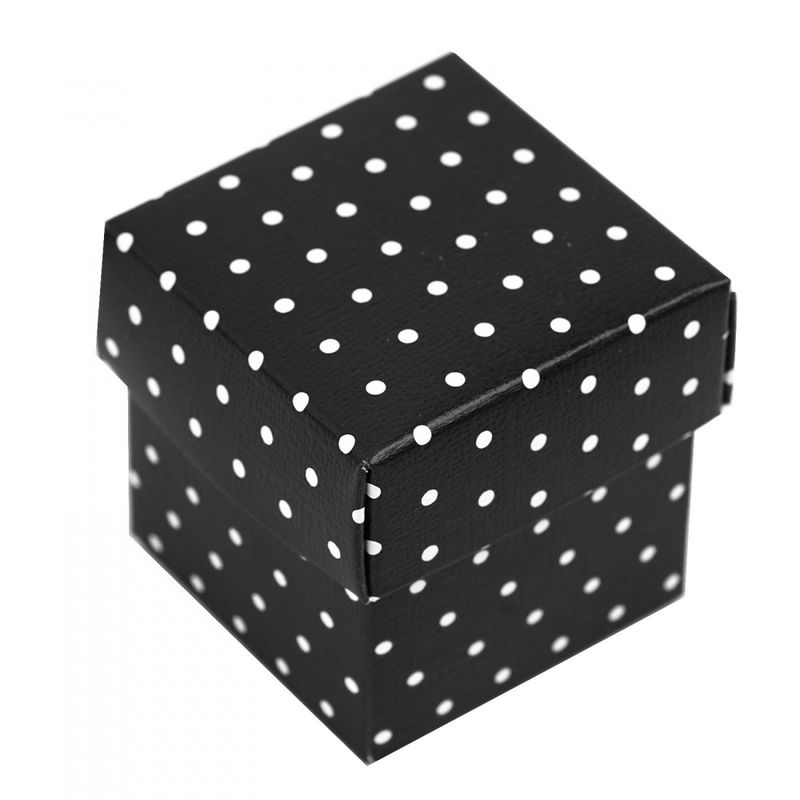 Gaveeske Med Lokk sort/hvite dots 10pk
