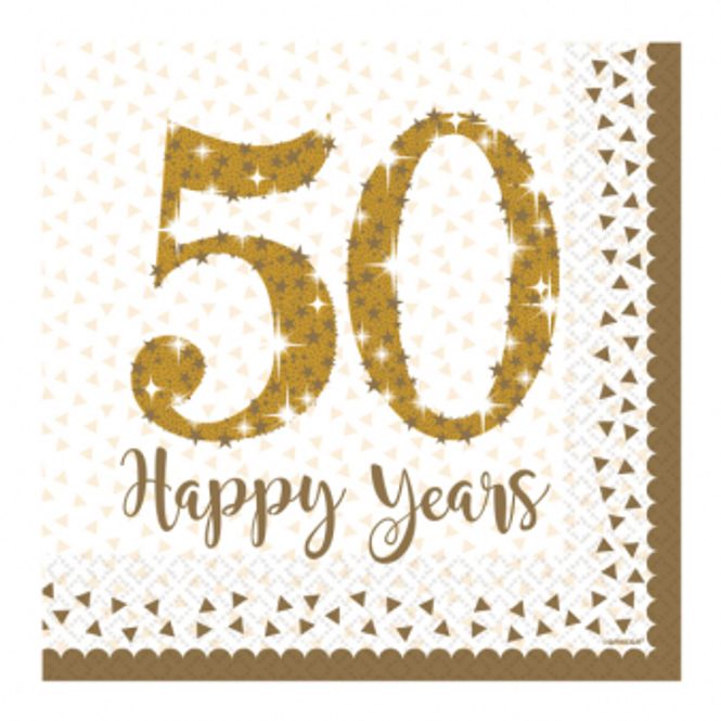 Hovedbilde Servietter Lunsj 50 Happy Years 16-pk