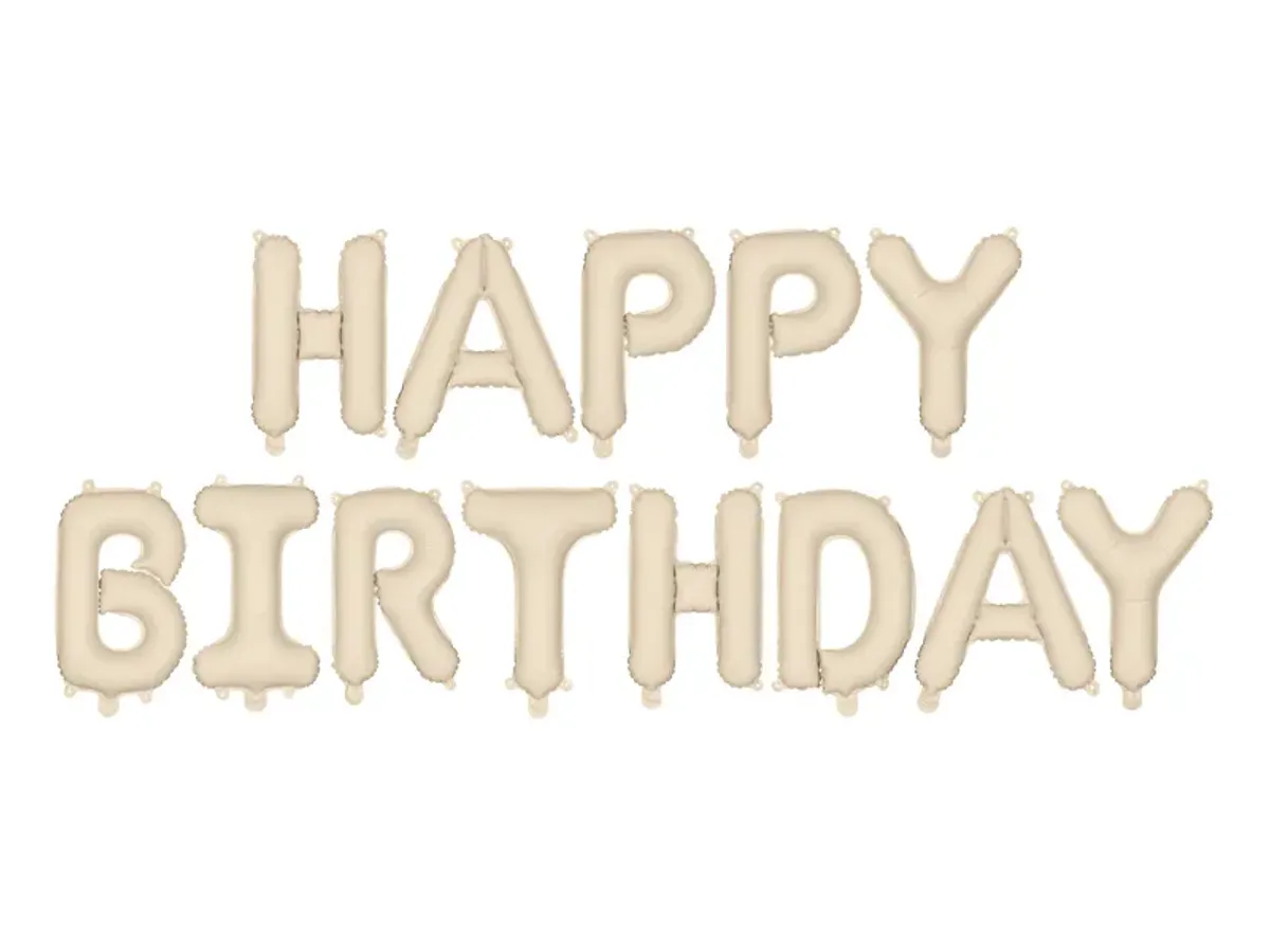 Folieballong Happy birthday beige 
