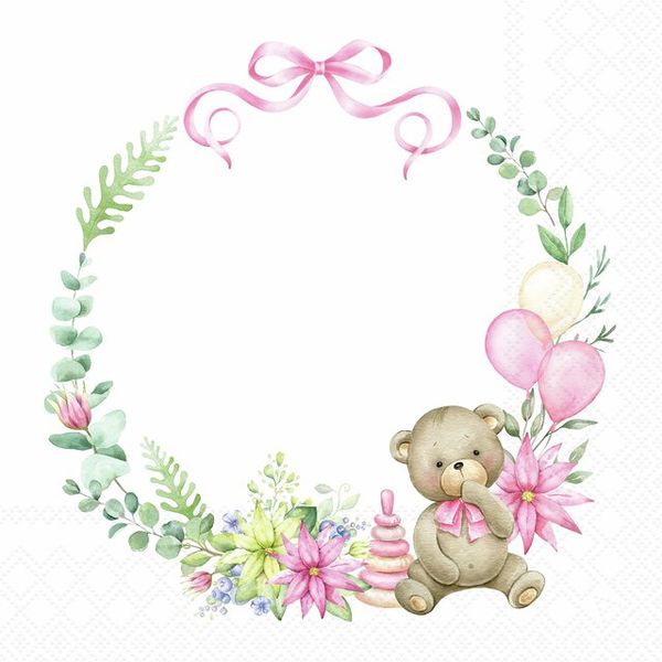 Hovedbilde Servietter Teddy Bamse Rosa