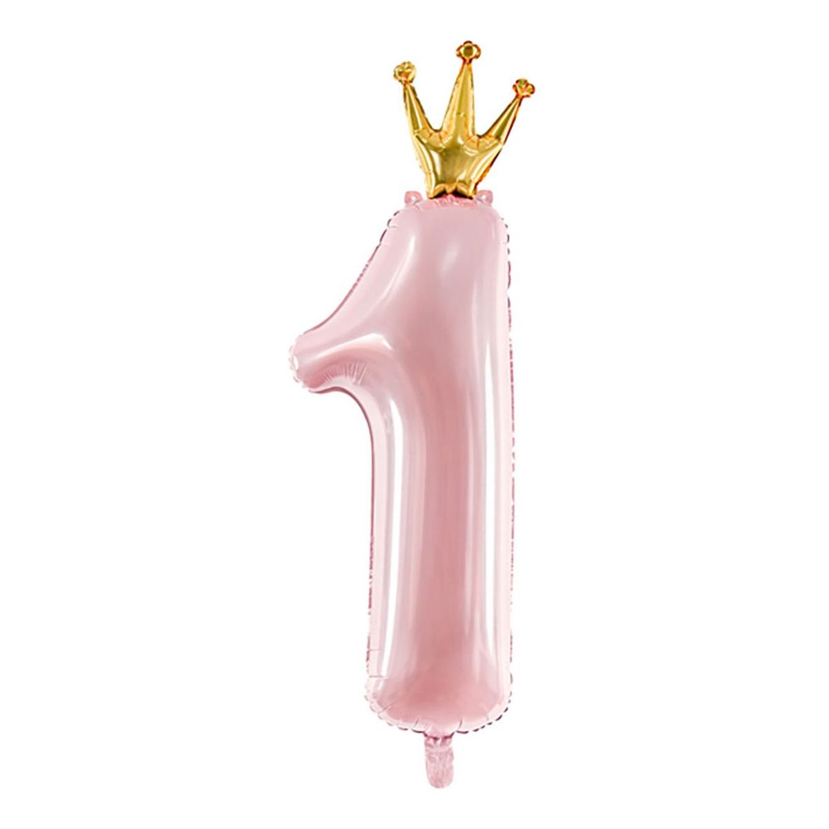Folieballong 1 år med krone rosa